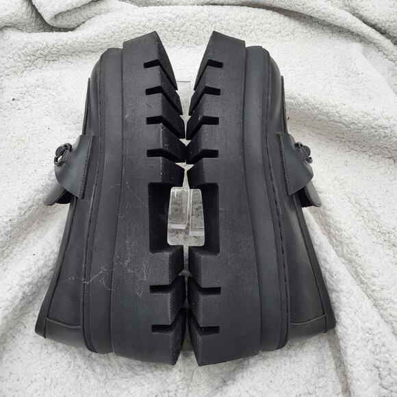 NEW Steve Madden Chunky Lug Sole Black Slip On Platform Shoes size10M - Picture 4 of 6